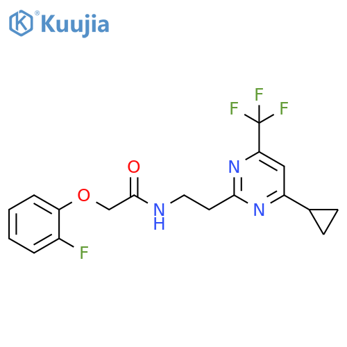 N-{2-[4-cyclopropyl-6-(trifluoromethyl)pyrimidin-2-yl]ethyl}-2-(2-fluorophenoxy)acetamide structure