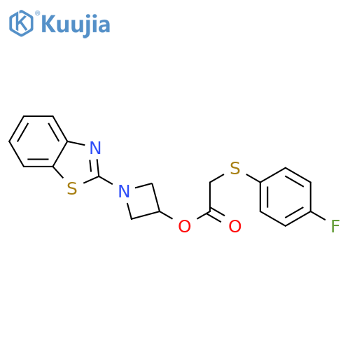 1-(1,3-benzothiazol-2-yl)azetidin-3-yl 2-[(4-fluorophenyl)sulfanyl]acetate structure