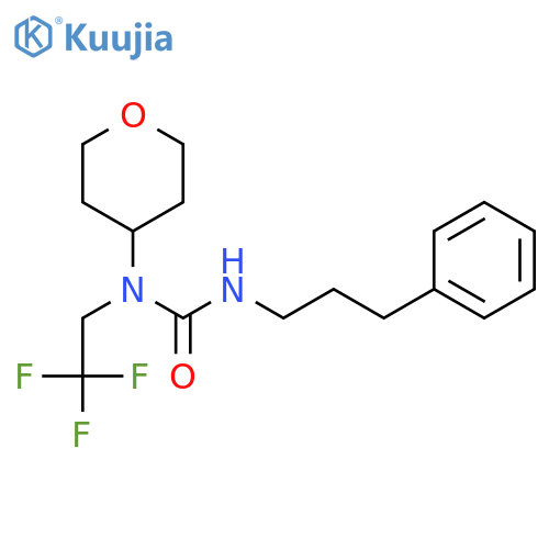 3-(oxan-4-yl)-1-(3-phenylpropyl)-3-(2,2,2-trifluoroethyl)urea structure