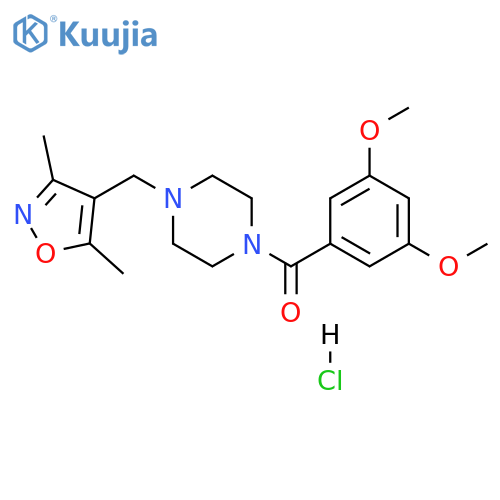 1-(3,5-dimethoxybenzoyl)-4-(3,5-dimethyl-1,2-oxazol-4-yl)methylpiperazine hydrochloride structure