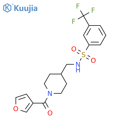 N-{1-(furan-3-carbonyl)piperidin-4-ylmethyl}-3-(trifluoromethyl)benzene-1-sulfonamide structure
