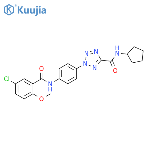 2-4-(5-chloro-2-methoxybenzamido)phenyl-N-cyclopentyl-2H-1,2,3,4-tetrazole-5-carboxamide structure