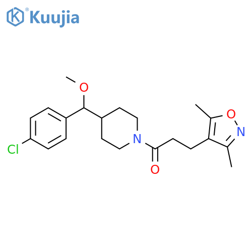 1-(4-{(4-chlorophenyl)methoxymethyl}piperidin-1-yl)-3-(3,5-dimethyl-1,2-oxazol-4-yl)propan-1-one structure