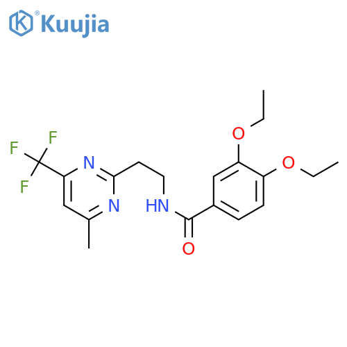 3,4-diethoxy-N-{2-[4-methyl-6-(trifluoromethyl)pyrimidin-2-yl]ethyl}benzamide structure