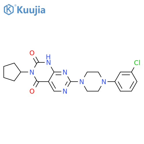 7-4-(3-chlorophenyl)piperazin-1-yl-3-cyclopentyl-1H,2H,3H,4H-1,3diazino4,5-dpyrimidine-2,4-dione structure