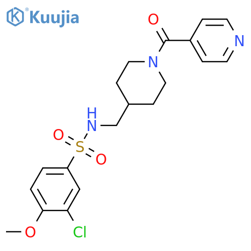 3-chloro-4-methoxy-N-{1-(pyridine-4-carbonyl)piperidin-4-ylmethyl}benzene-1-sulfonamide structure