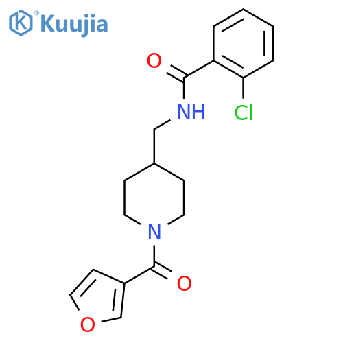 2-chloro-N-{[1-(furan-3-carbonyl)piperidin-4-yl]methyl}benzamide structure