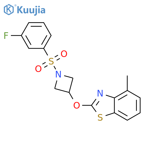 2-{[1-(3-fluorobenzenesulfonyl)azetidin-3-yl]oxy}-4-methyl-1,3-benzothiazole structure
