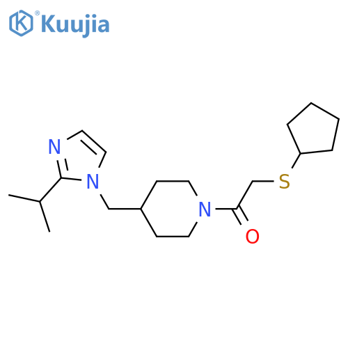 2-(cyclopentylsulfanyl)-1-(4-{[2-(propan-2-yl)-1H-imidazol-1-yl]methyl}piperidin-1-yl)ethan-1-one structure
