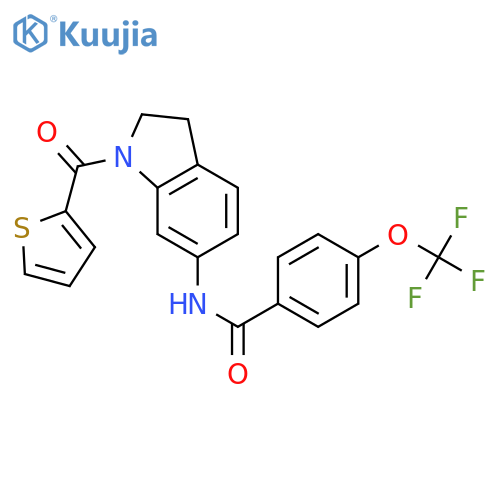 N-[1-(thiophene-2-carbonyl)-2,3-dihydro-1H-indol-6-yl]-4-(trifluoromethoxy)benzamide structure