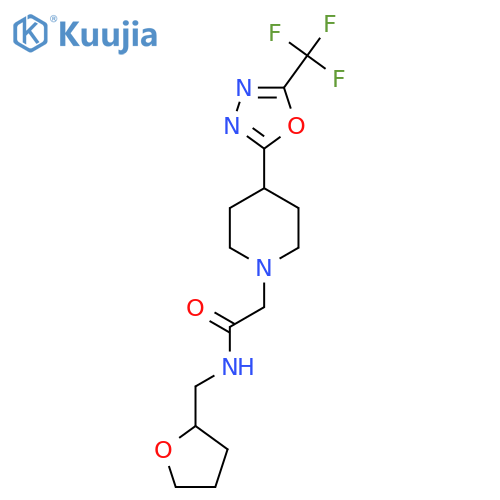 N-(oxolan-2-yl)methyl-2-{4-5-(trifluoromethyl)-1,3,4-oxadiazol-2-ylpiperidin-1-yl}acetamide structure