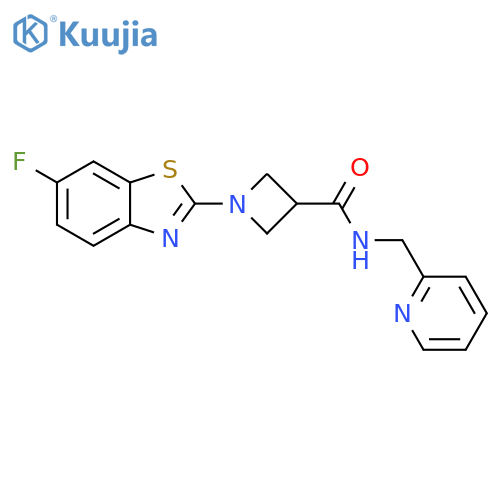 1-(6-fluoro-1,3-benzothiazol-2-yl)-N-[(pyridin-2-yl)methyl]azetidine-3-carboxamide structure