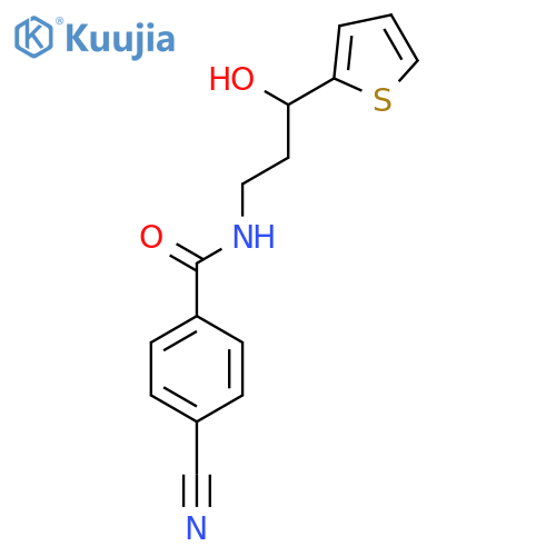 4-cyano-N-3-hydroxy-3-(thiophen-2-yl)propylbenzamide structure