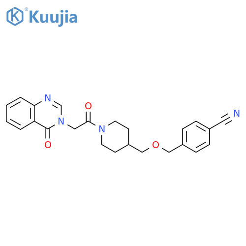 4-({1-2-(4-oxo-3,4-dihydroquinazolin-3-yl)acetylpiperidin-4-yl}methoxy)methylbenzonitrile structure