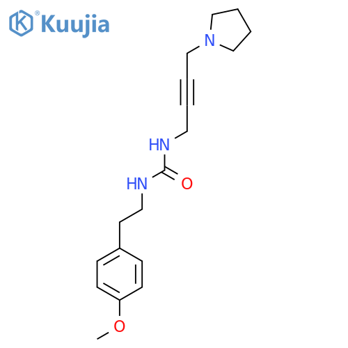 1-2-(4-methoxyphenyl)ethyl-3-4-(pyrrolidin-1-yl)but-2-yn-1-ylurea structure