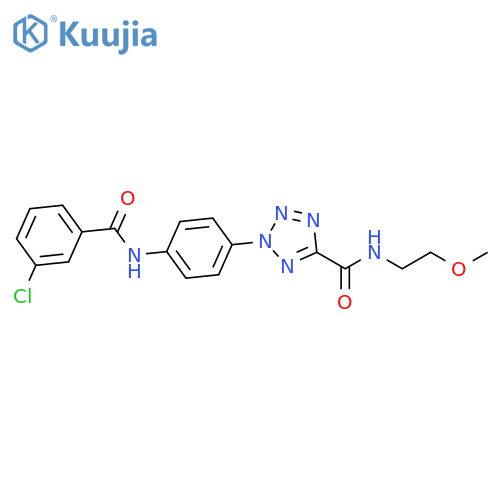 2-4-(3-chlorobenzamido)phenyl-N-(2-methoxyethyl)-2H-1,2,3,4-tetrazole-5-carboxamide structure