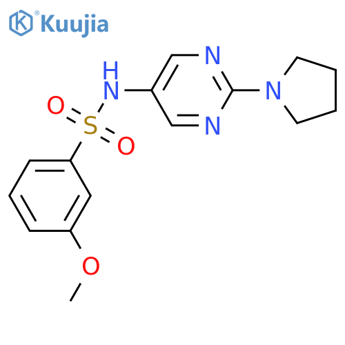 3-methoxy-N-[2-(pyrrolidin-1-yl)pyrimidin-5-yl]benzene-1-sulfonamide structure