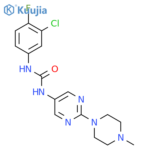 1-(3-chloro-4-fluorophenyl)-3-2-(4-methylpiperazin-1-yl)pyrimidin-5-ylurea structure