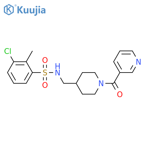 3-chloro-2-methyl-N-{[1-(pyridine-3-carbonyl)piperidin-4-yl]methyl}benzene-1-sulfonamide structure