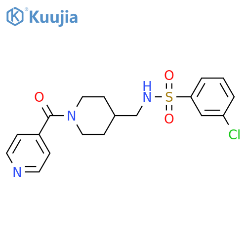 3-chloro-N-{1-(pyridine-4-carbonyl)piperidin-4-ylmethyl}benzene-1-sulfonamide structure
