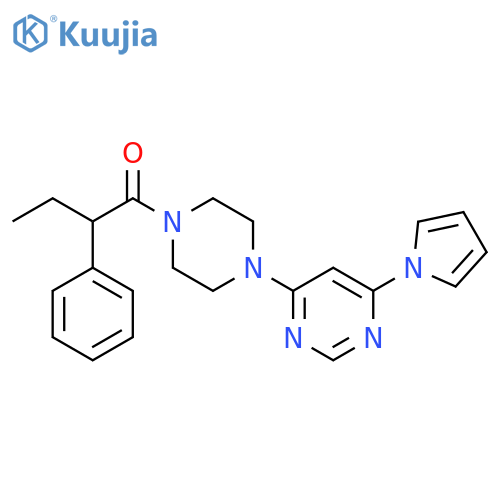 2-phenyl-1-{4-[6-(1H-pyrrol-1-yl)pyrimidin-4-yl]piperazin-1-yl}butan-1-one structure