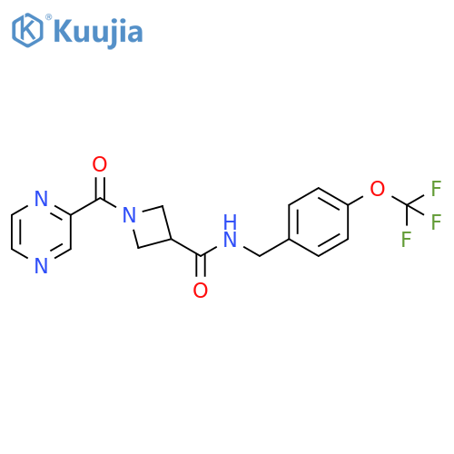 1-(pyrazine-2-carbonyl)-N-{4-(trifluoromethoxy)phenylmethyl}azetidine-3-carboxamide structure