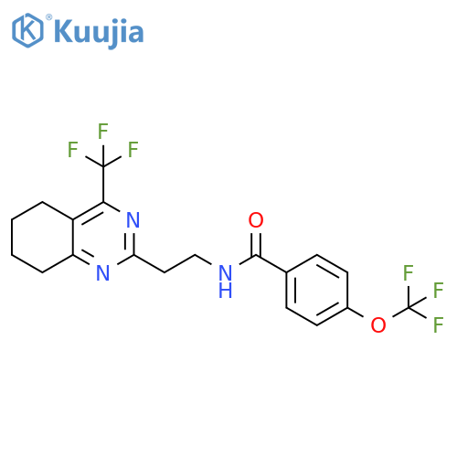 4-(trifluoromethoxy)-N-{2-[4-(trifluoromethyl)-5,6,7,8-tetrahydroquinazolin-2-yl]ethyl}benzamide structure