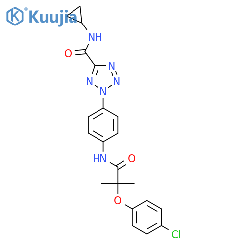 2-{4-2-(4-chlorophenoxy)-2-methylpropanamidophenyl}-N-cyclopropyl-2H-1,2,3,4-tetrazole-5-carboxamide structure