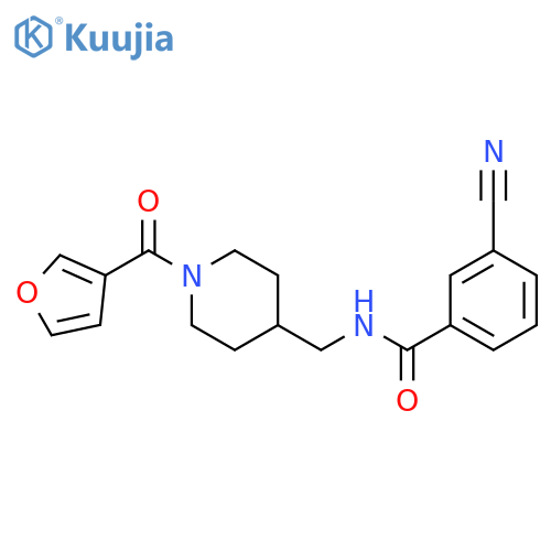 3-cyano-N-{1-(furan-3-carbonyl)piperidin-4-ylmethyl}benzamide structure