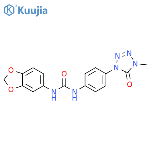 3-(2H-1,3-benzodioxol-5-yl)-1-4-(4-methyl-5-oxo-4,5-dihydro-1H-1,2,3,4-tetrazol-1-yl)phenylurea structure