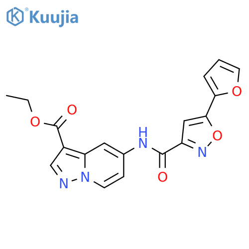 ethyl 5-[5-(furan-2-yl)-1,2-oxazole-3-amido]pyrazolo[1,5-a]pyridine-3-carboxylate structure
