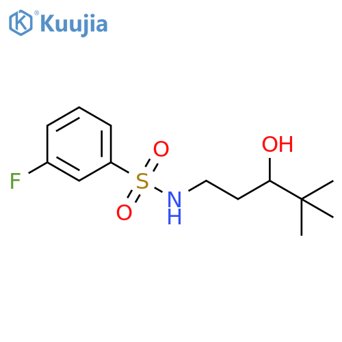 3-fluoro-N-(3-hydroxy-4,4-dimethylpentyl)benzene-1-sulfonamide structure