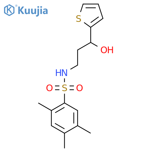 N-3-hydroxy-3-(thiophen-2-yl)propyl-2,4,5-trimethylbenzene-1-sulfonamide structure
