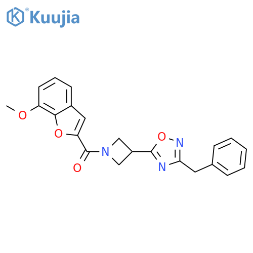 3-benzyl-5-[1-(7-methoxy-1-benzofuran-2-carbonyl)azetidin-3-yl]-1,2,4-oxadiazole structure