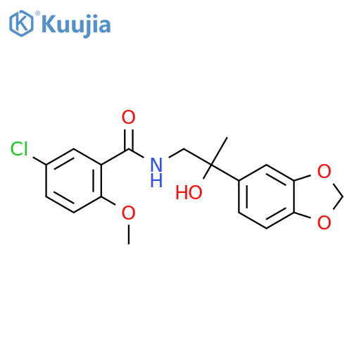 N-2-(2H-1,3-benzodioxol-5-yl)-2-hydroxypropyl-5-chloro-2-methoxybenzamide structure