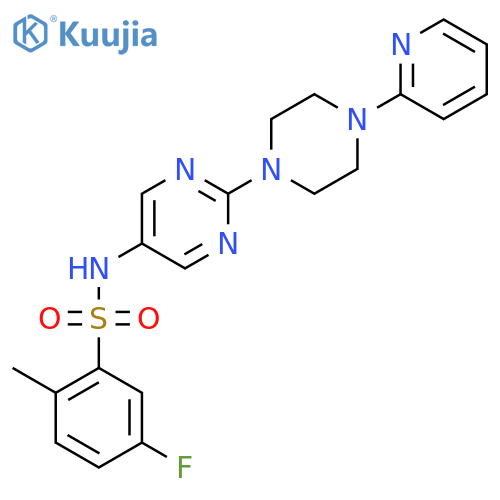 5-fluoro-2-methyl-N-{2-4-(pyridin-2-yl)piperazin-1-ylpyrimidin-5-yl}benzene-1-sulfonamide structure