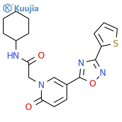 N-cyclohexyl-2-{2-oxo-5-[3-(thiophen-2-yl)-1,2,4-oxadiazol-5-yl]-1,2-dihydropyridin-1-yl}acetamide structure