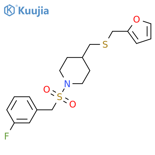 1-[(3-fluorophenyl)methanesulfonyl]-4-({[(furan-2-yl)methyl]sulfanyl}methyl)piperidine structure
