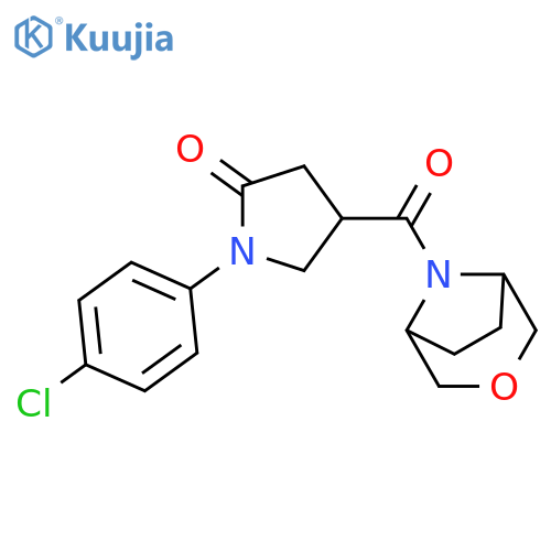 1-(4-chlorophenyl)-4-{3-oxa-8-azabicyclo[3.2.1]octane-8-carbonyl}pyrrolidin-2-one structure