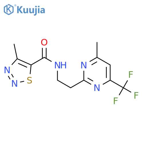 4-methyl-N-{2-[4-methyl-6-(trifluoromethyl)pyrimidin-2-yl]ethyl}-1,2,3-thiadiazole-5-carboxamide structure