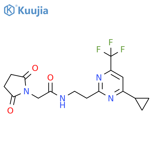 N-{2-[4-cyclopropyl-6-(trifluoromethyl)pyrimidin-2-yl]ethyl}-2-(2,5-dioxopyrrolidin-1-yl)acetamide structure