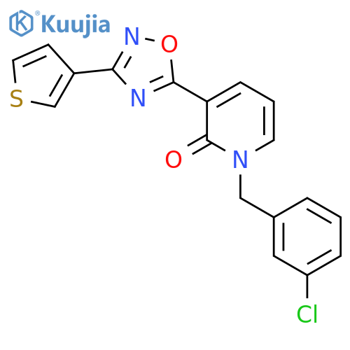 1-(3-chlorophenyl)methyl-3-3-(thiophen-3-yl)-1,2,4-oxadiazol-5-yl-1,2-dihydropyridin-2-one structure