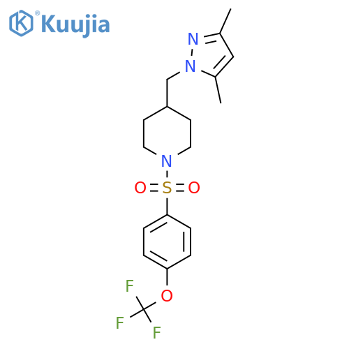 4-(3,5-dimethyl-1H-pyrazol-1-yl)methyl-1-4-(trifluoromethoxy)benzenesulfonylpiperidine structure