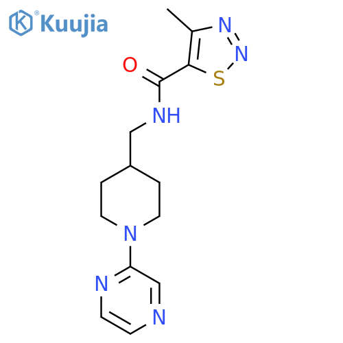 4-methyl-N-{1-(pyrazin-2-yl)piperidin-4-ylmethyl}-1,2,3-thiadiazole-5-carboxamide structure