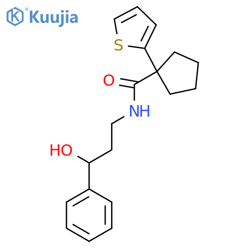 N-(3-hydroxy-3-phenylpropyl)-1-(thiophen-2-yl)cyclopentane-1-carboxamide structure