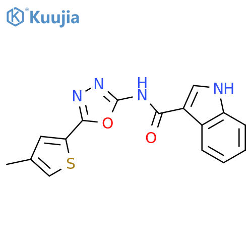 N-5-(4-methylthiophen-2-yl)-1,3,4-oxadiazol-2-yl-1H-indole-3-carboxamide structure