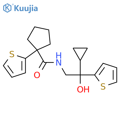 N-2-cyclopropyl-2-hydroxy-2-(thiophen-2-yl)ethyl-1-(thiophen-2-yl)cyclopentane-1-carboxamide structure