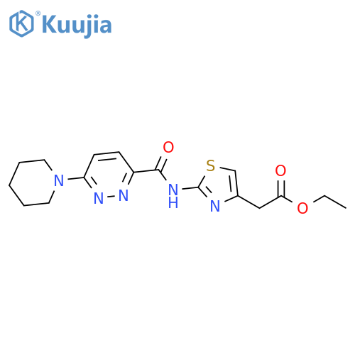 ethyl 2-{2-6-(piperidin-1-yl)pyridazine-3-amido-1,3-thiazol-4-yl}acetate structure