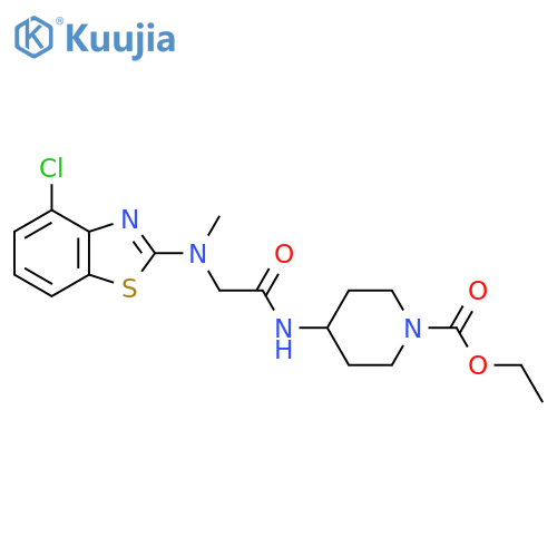ethyl 4-{2-(4-chloro-1,3-benzothiazol-2-yl)(methyl)aminoacetamido}piperidine-1-carboxylate structure