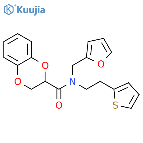 N-(furan-2-yl)methyl-N-2-(thiophen-2-yl)ethyl-2,3-dihydro-1,4-benzodioxine-2-carboxamide structure
